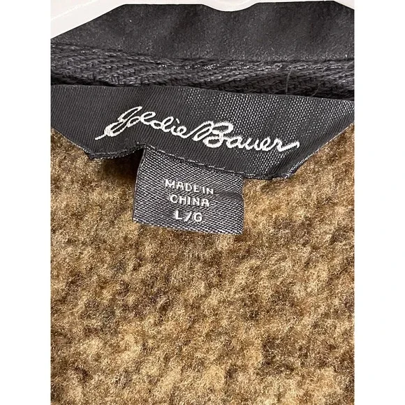 Eddie Bauer Fleece Mens L Brown 1/4 Button Pullover Long Sleeve Outdoor Hiking - Picture 5 of 6